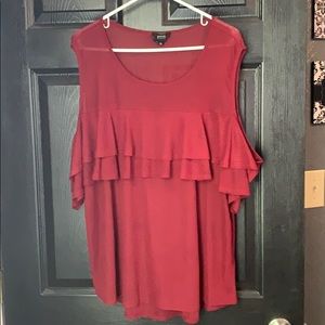 Burgundy open shoulder blouse